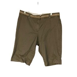 Lands’ End Women’s Khaki Bermuda Shorts Size 14 Brown Cotton High Rise‎